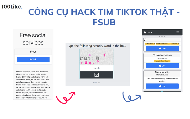 Công cụ hack tim tiktok thật - Fsub
