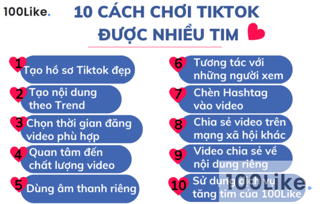 10 cách chơi Tiktok được nhiều tim