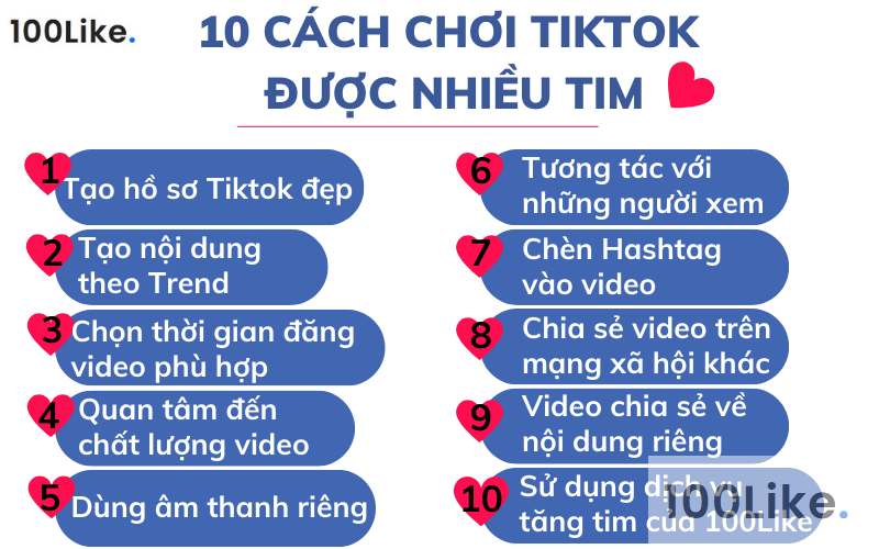 10 cách chơi Tiktok được nhiều tim