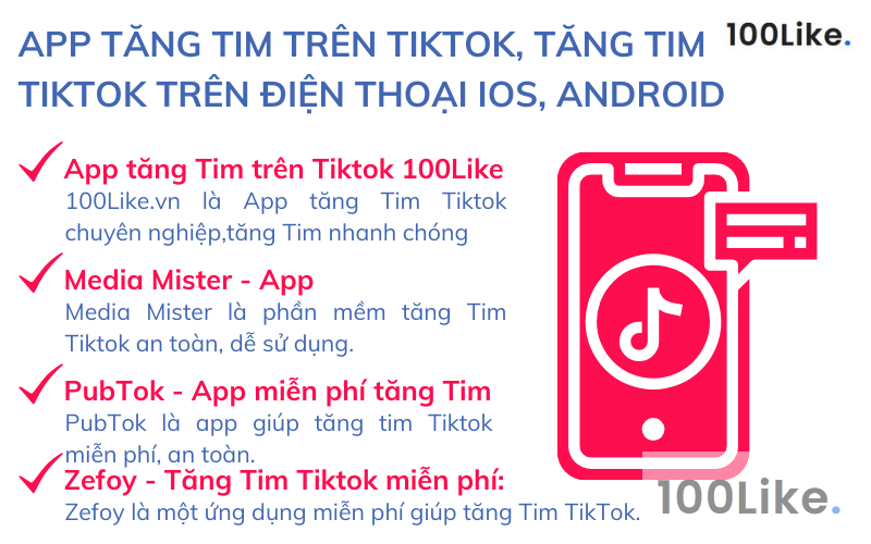 App tăng Tim trên Tiktok, tăng Tim Tiktok trên điện thoại IOS, Android