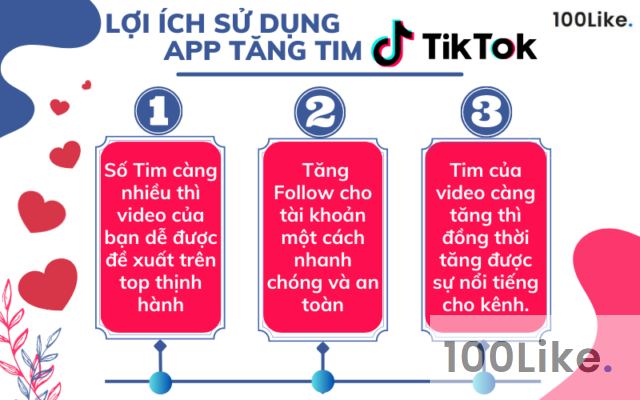Top 17 App tăng Tim Tiktok được nhiều người sử dụng - 100Like