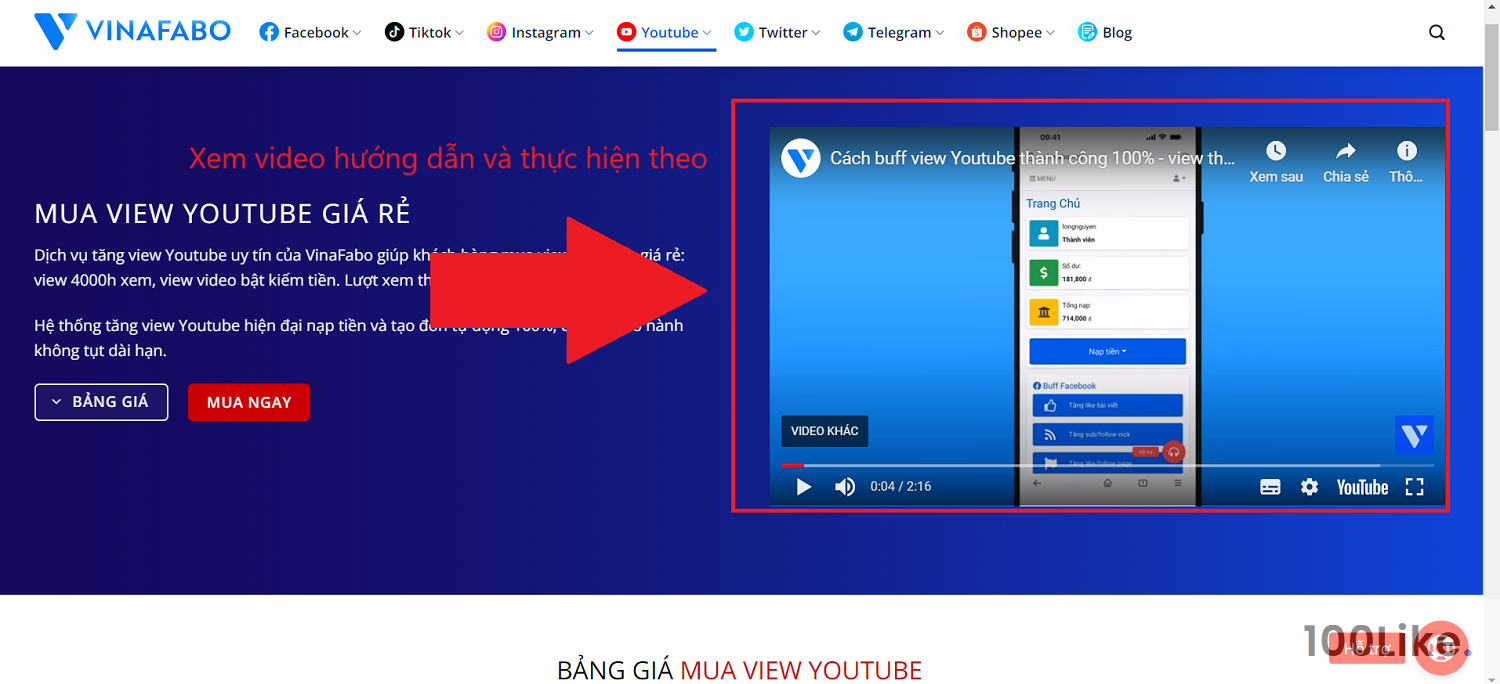 Dịch vụ tăng View Youtube của Vinafabo