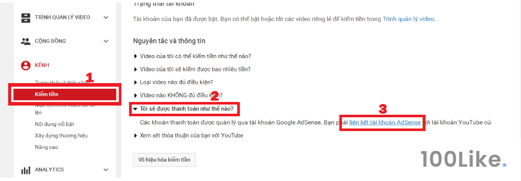 Bật kiếm tiền Youtube
