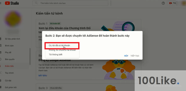 Bật kiếm tiền Youtube