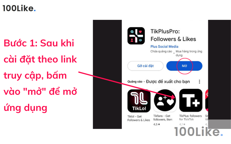 Bước 1: TikplusPro - Hack Like Tiktok hoàn toàn miễn phí của Android