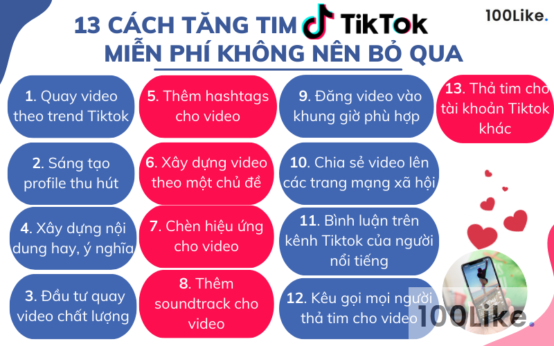 10+ cách tăng Tim Tiktok miễn phí, tự nhiên