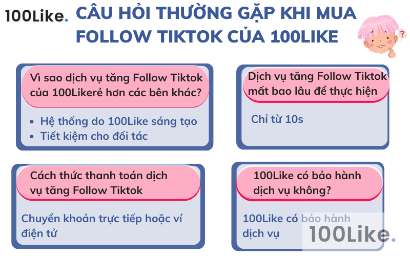 Câu hỏi thường gặp khi mua Follow Tiktok của 100Like