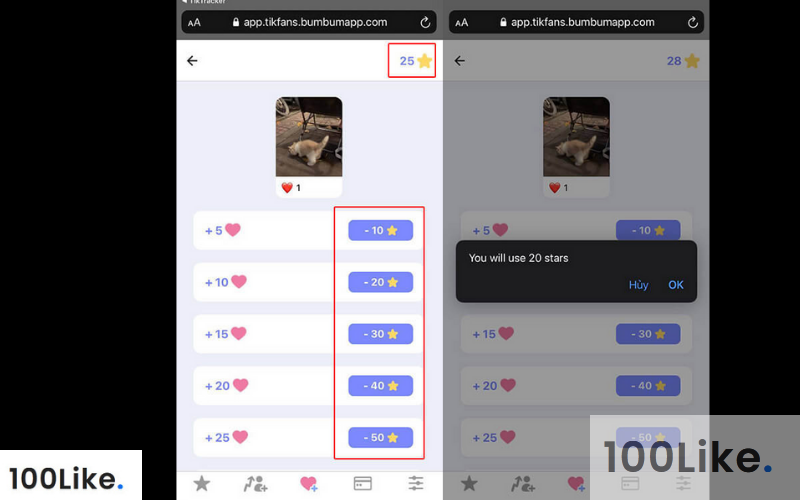 Chọn dấu "+" và dán link video muốn tăng tim
