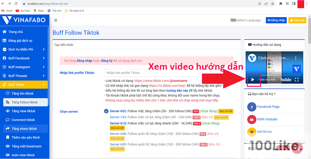 Hướng dẫn mua Follow VinaFabo