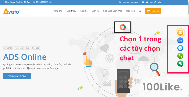 Hướng dẫn liên hệ nhân viên AVATO để sử dụng dịch vụ