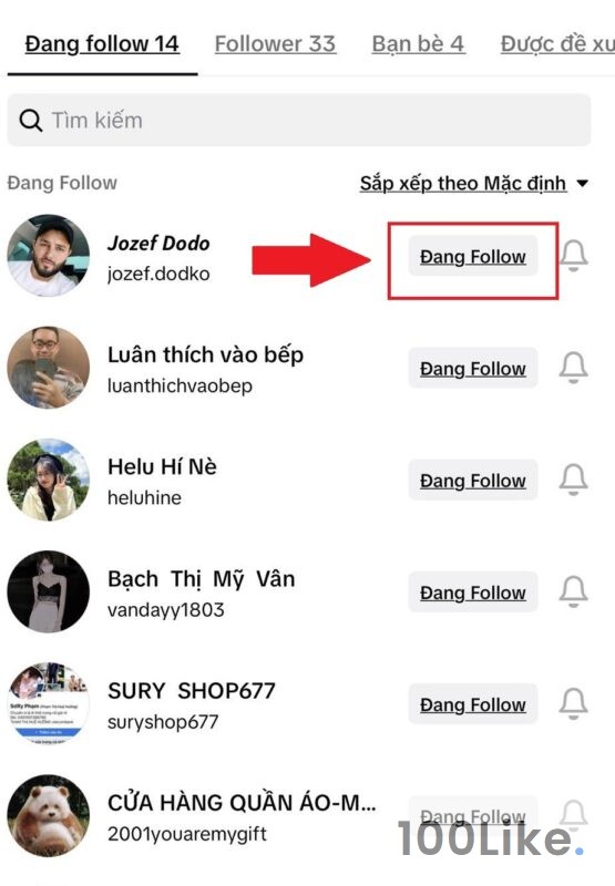 Hủy bỏ Follow trên Tiktok hàng loạt