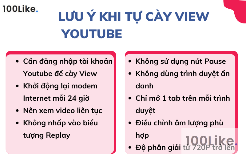 Lưu ý khi tự cày View Youtube