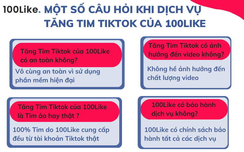 Một số câu hỏi khi dịch vụ tăng Tim Tiktok của 100Like