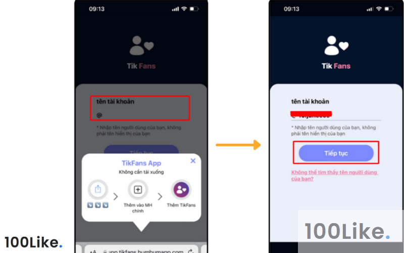 Nhấn Use TikTok và nhập ID TikTok