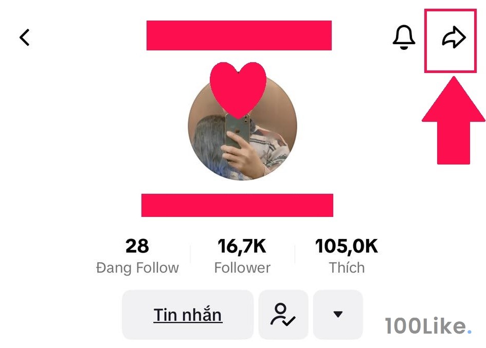 Sao chép liên kết Tiktok tăng Follow giúp người khác bằng điện thoại