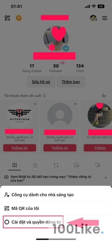 Sao chép để gửi Link tài khoản Tiktok của bạn