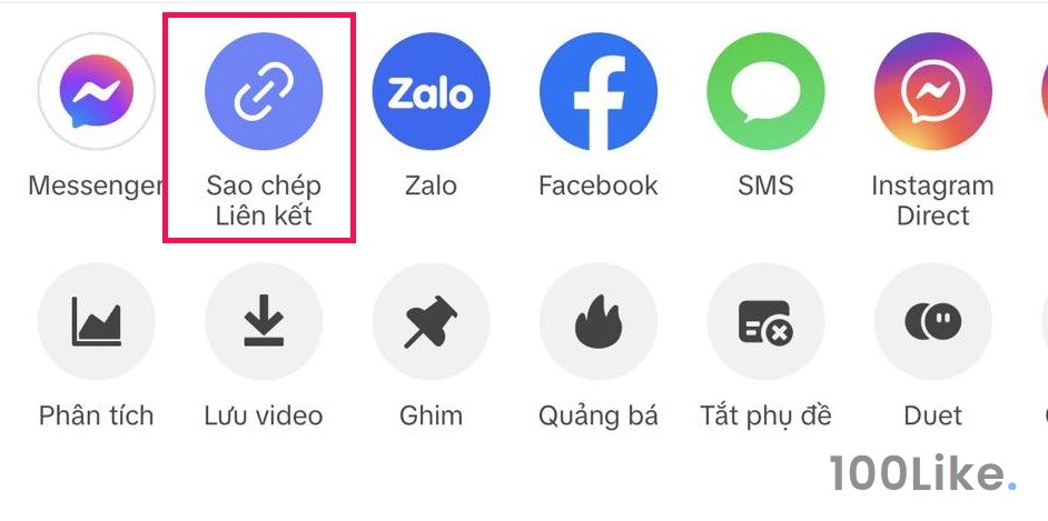 Sao chép để gửi Link video Tiktok của bạn bằng điện thoại