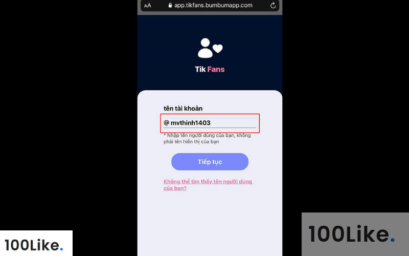 Chọn Free TikTok Followers & Likes, paste TikTok ID vào, sau đó nhấn tiếp tục 2 lần.