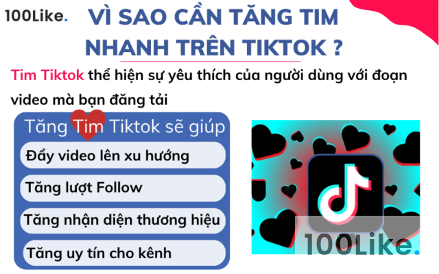 Hướng dẫn cách tăng Tim nhanh trên Tiktok năm 2024 - 100Like