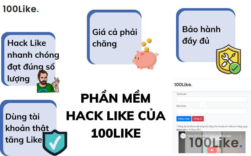 Phần mềm Hack Like của 100Like