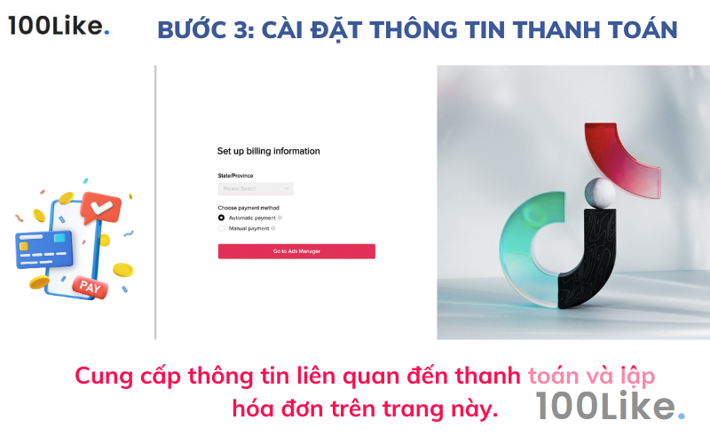 Bước 3: Cài đặt thông tin thanh toán 