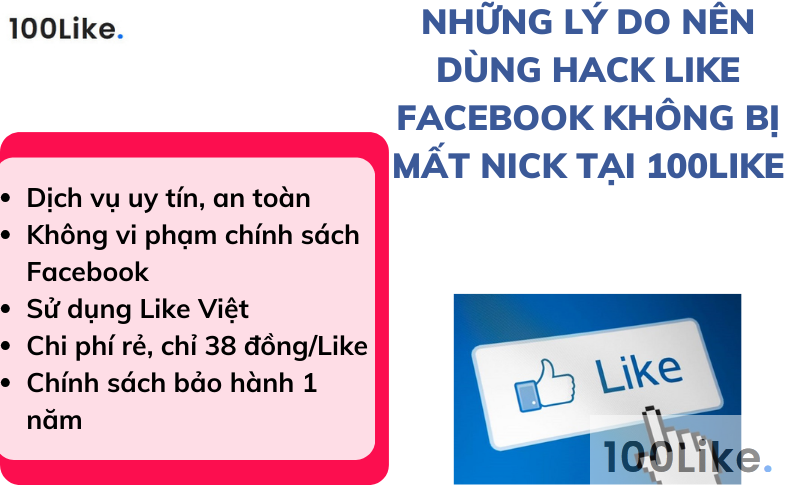 Những lý do bạn nên dùng cách hack Like Facebook không bị mất nick tại 100Like