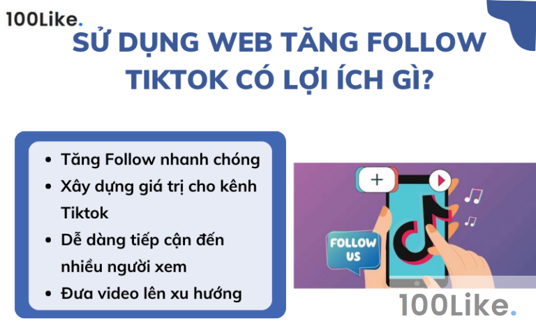 Top 10 Web tăng Follow Tiktok an toàn kèm hướng dẫn chi tiết - 100Like