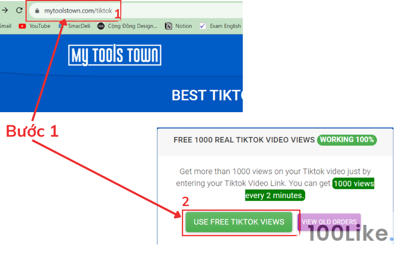 Tăng View Tiktok free – Mytoolstown bước 1