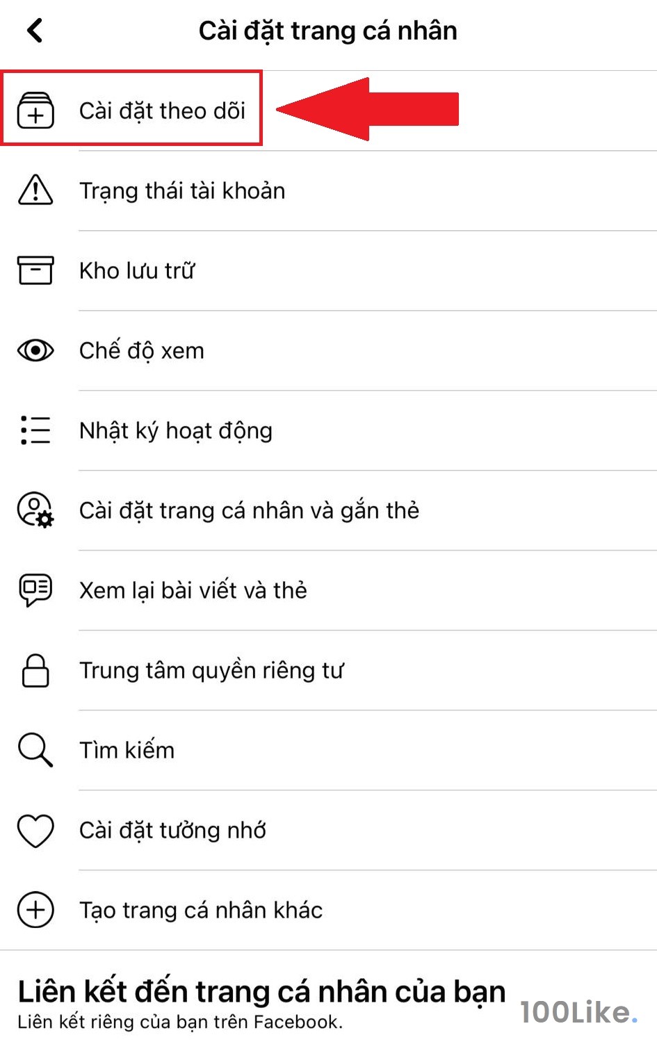 Bật cho phép theo dõi tài khoản Facebook bằng điện thoại