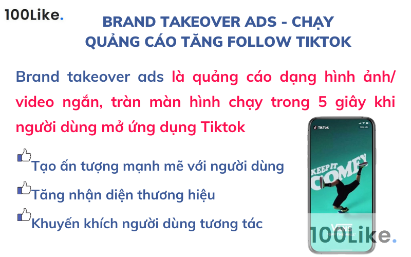 Brand takeover ads - Chạy quảng cáo tăng Follow TikTok