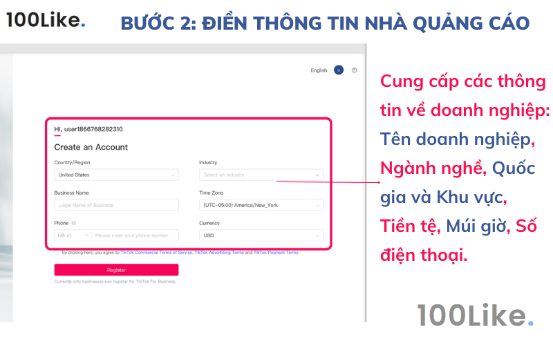 Bước 2: Điền thông tin nhà quảng cáo