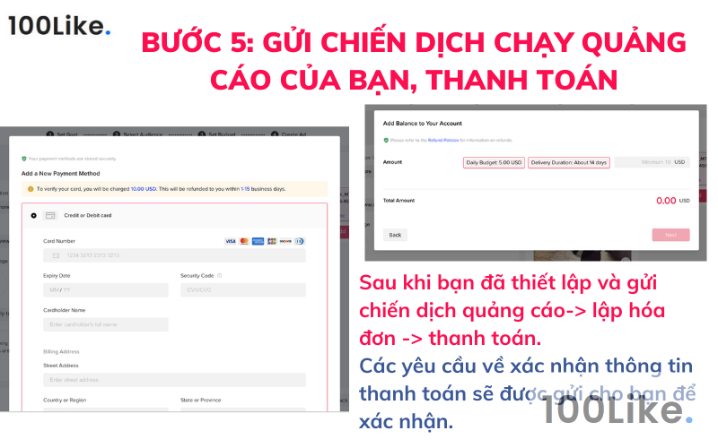 Bước 5: Gửi chiến dịch chạy quảng cáo của bạn, thanh toán: