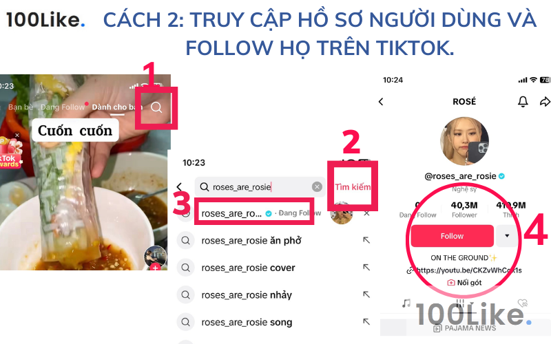 Cách 2: Truy cập hồ sơ người dùng và Follow họ trên Tiktok.