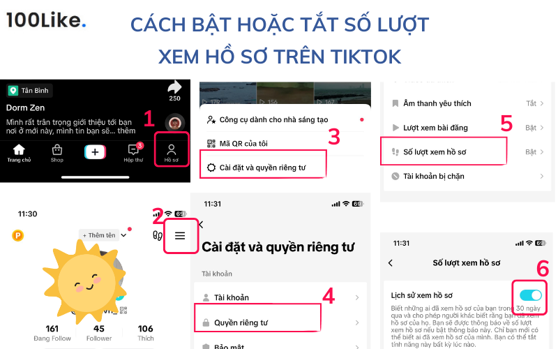 Cách bật hoặc tắt số lượt xem hồ sơ trên Tiktok tren Tiktok