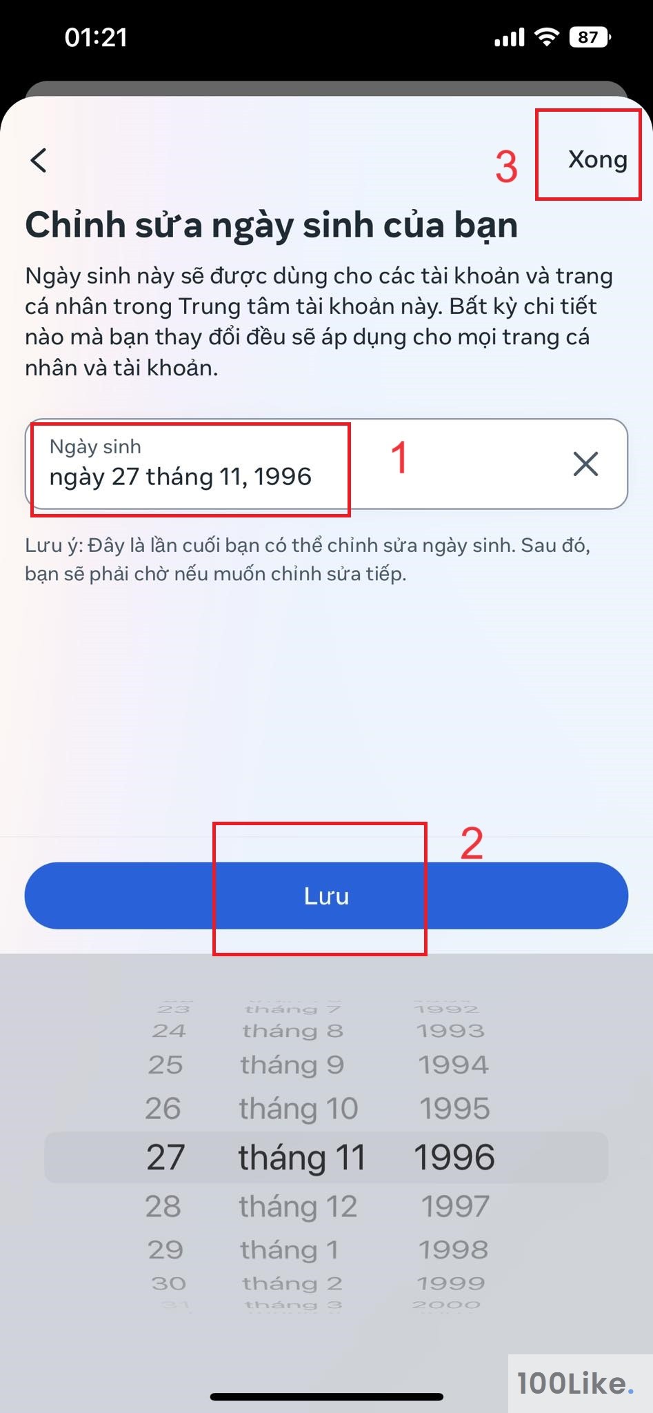 Cài đặt tài khoản Facebook đủ 18 tuổi
