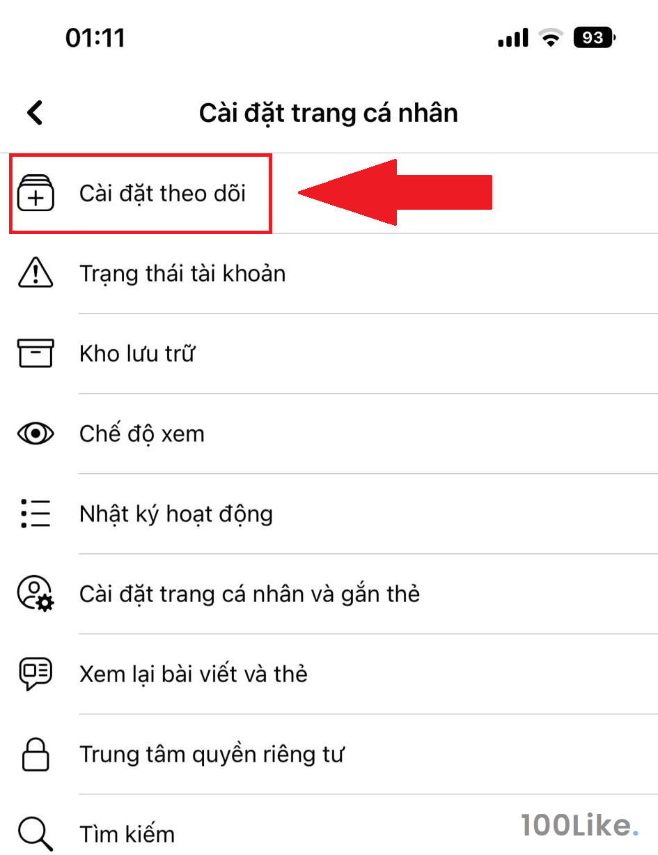 Cài đặt cho phép theo dõi tài khoản Facebook của bạn
