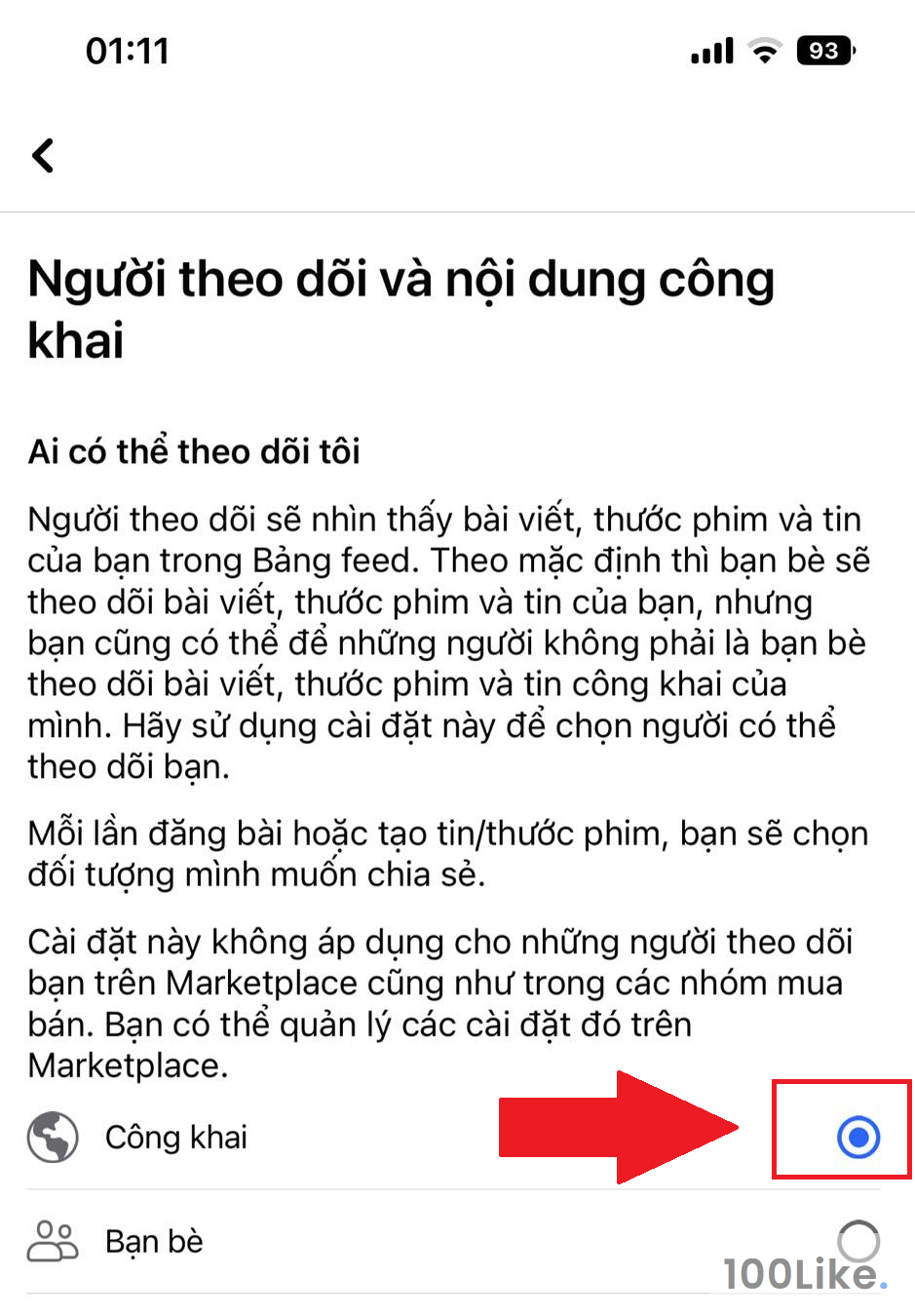 Cài đặt cho phép theo dõi tài khoản Facebook của bạn
