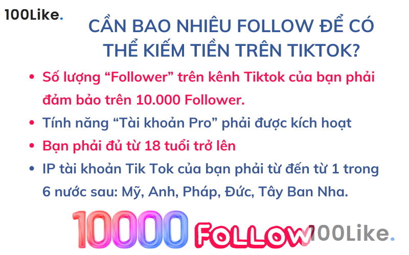 Cần bao nhiêu Follow để có thể kiếm tiền trên Tiktok?