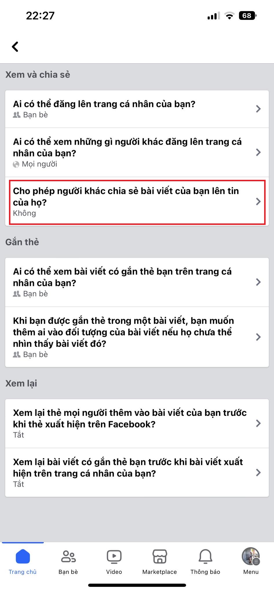 Cho phép Comment và Share bài đăng