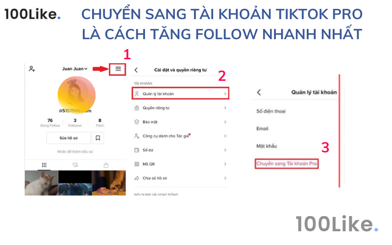 Chuyển sang tài khoản Tiktok pro là cách tăng Follow nhanh nhất