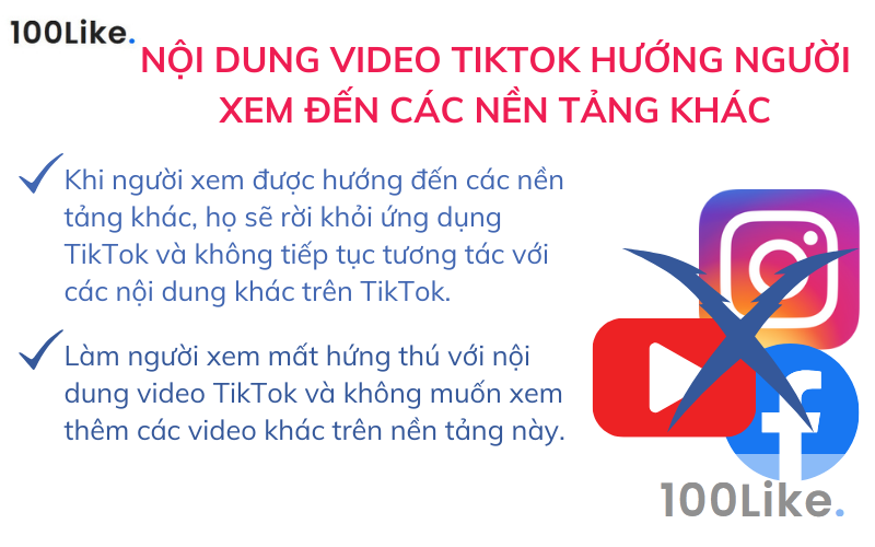 Nội dung video Tiktok hướng người xem đến các nền tảng khác