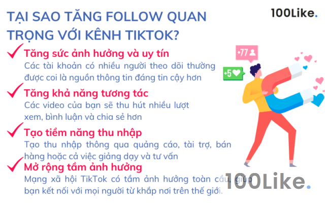 Tổng hợp 10+ cách tăng Follow trên Tiktok nhanh nhất năm 2024 - 100Like
