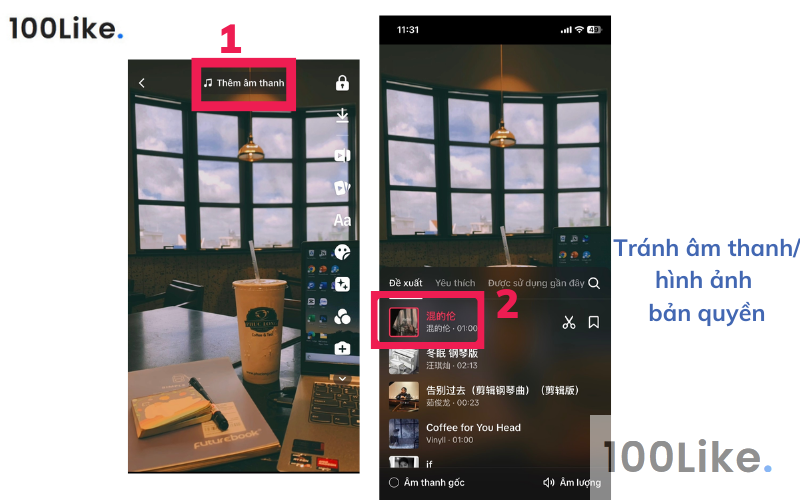 Tránh các âm thanh/ hình ảnh bản quyền