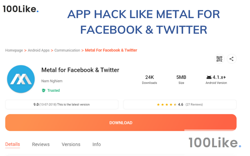 App Hack Like Metal for Facebook & Twitter
