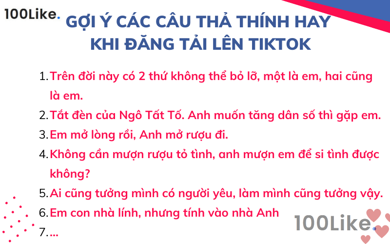 Gợi ý các câu thả thính hay khi đăng tải lên Tiktok