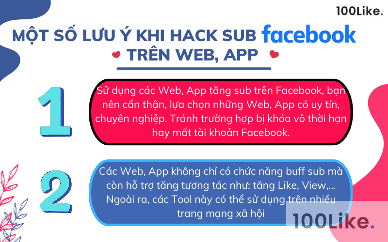 Một số lưu ý khi hack sub Facebook trên Web, App