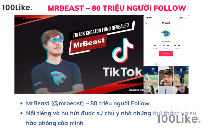 MrBeast – 80 triệu người Follow
