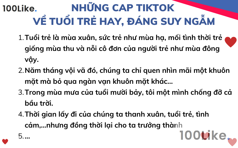 Những cap Tiktok về tuổi trẻ hay, đáng suy ngẫm
