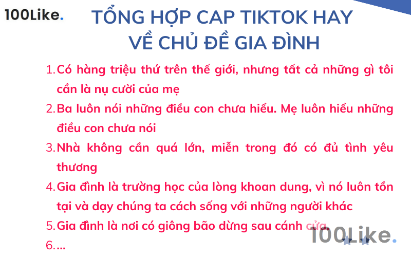 Tổng hợp cap Tiktok hay về chủ đề gia đình