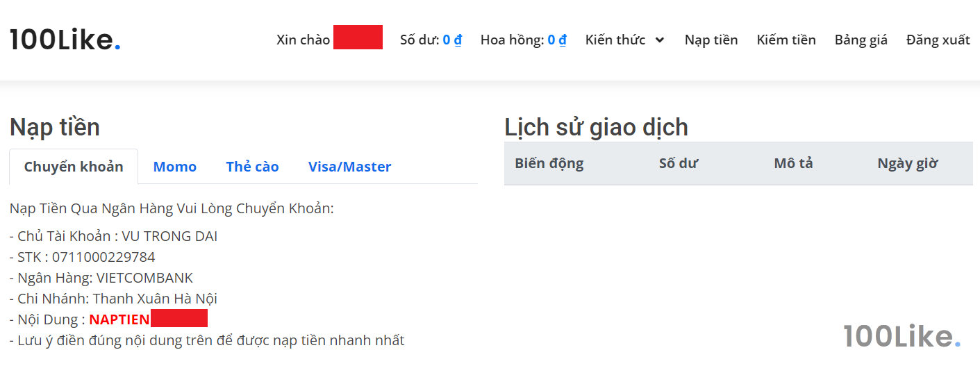Dịch vụ của 100Like